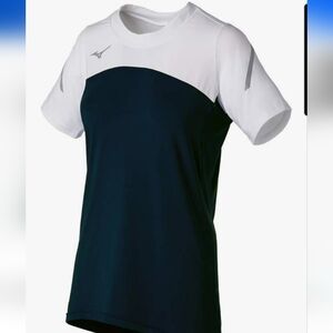 Mizuno Women's Techno VII Short Sleeve Volleyball Jersey,Black/White,M